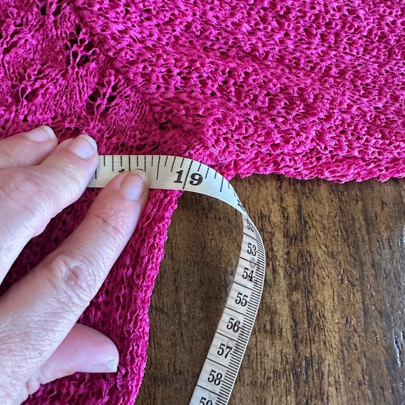 Norton McNaughton | Magenta Pink Pointelle Open Weave Crewneck Sweater, Size M - Picture 4 of 8